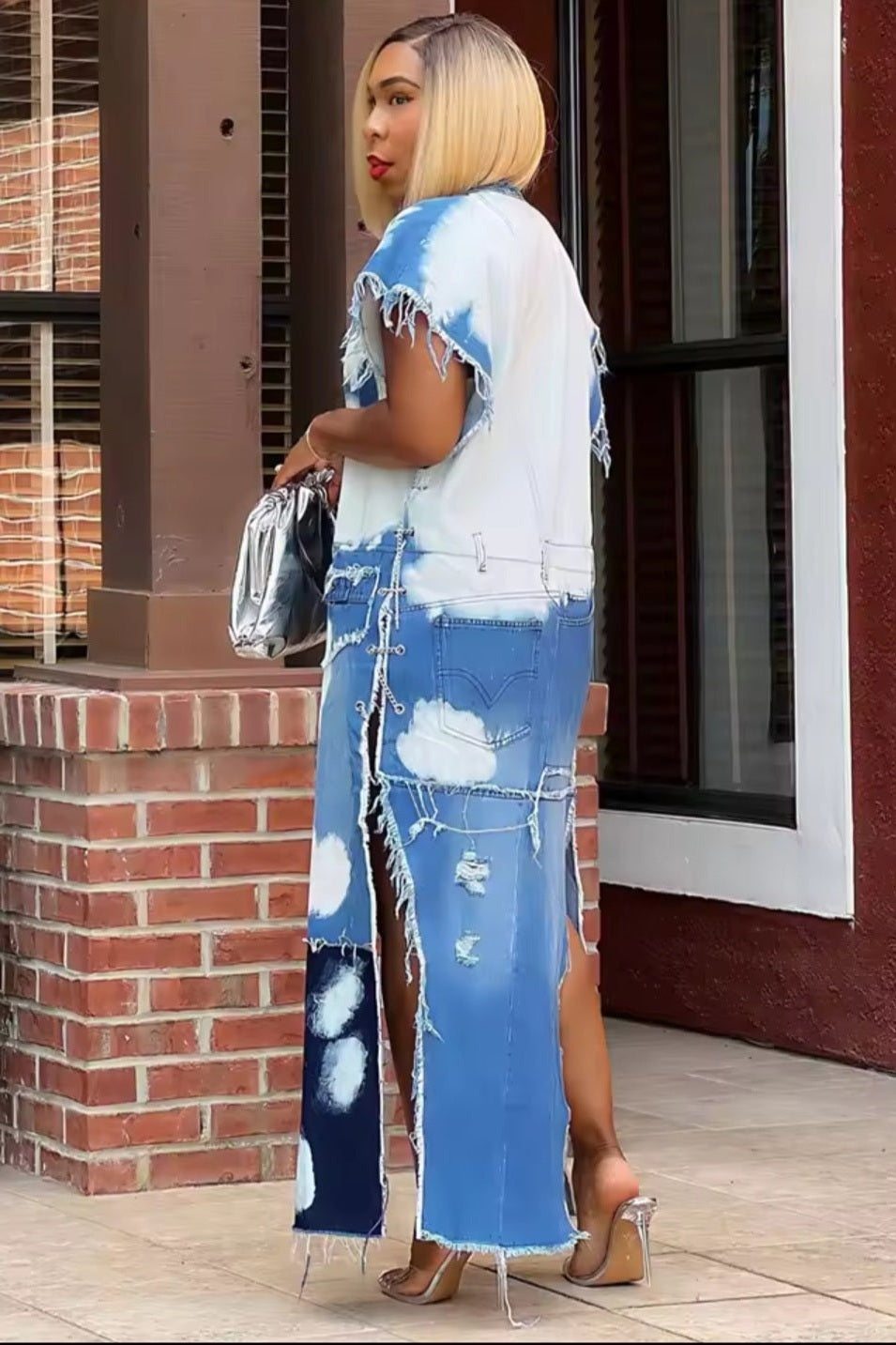 Bleach Wash Denim Trench Coat - GLITCH - BELLE