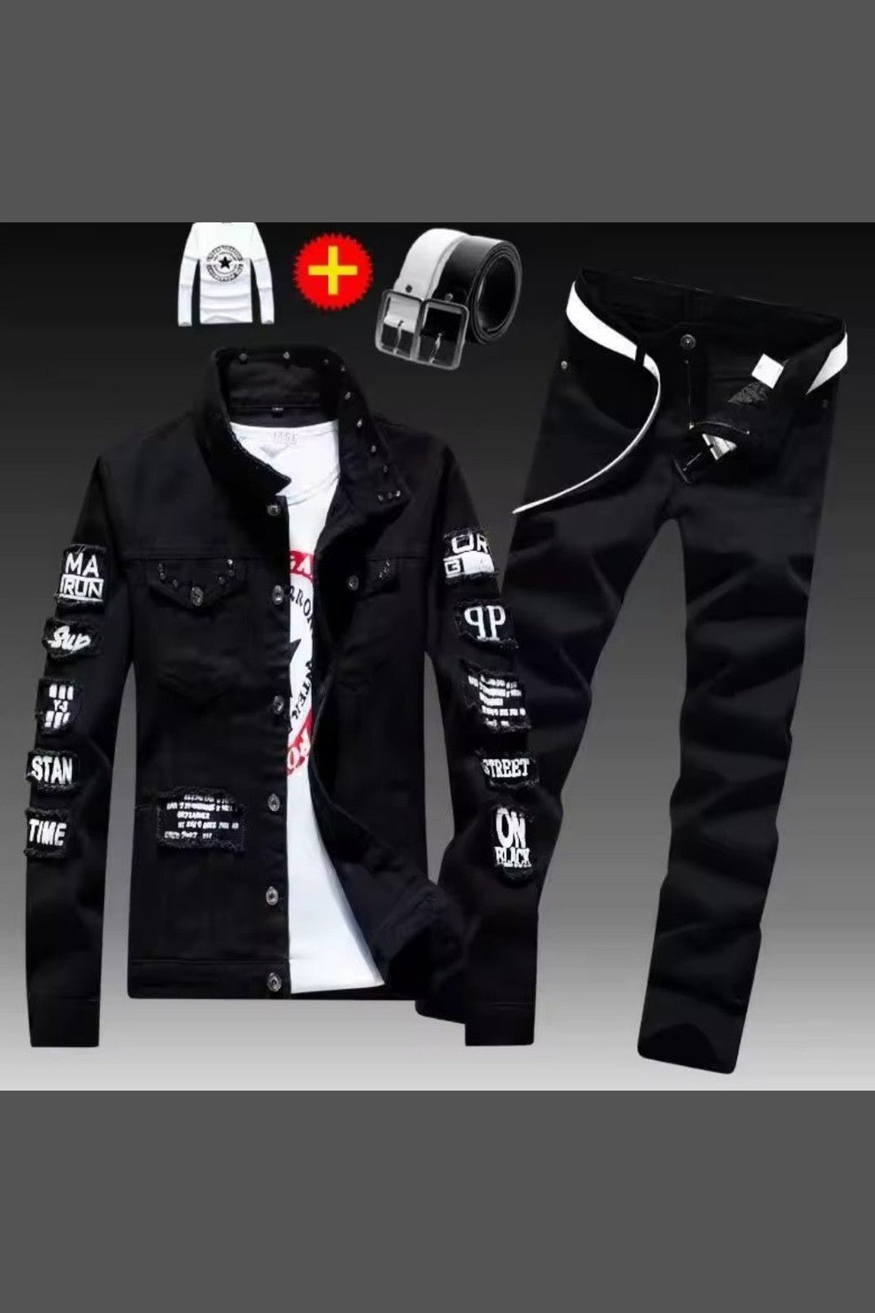 Men's Denim Jacket & Jeans Two-Piece Set | Spring Autumn Fashion Suit - GLITCH-BELLE