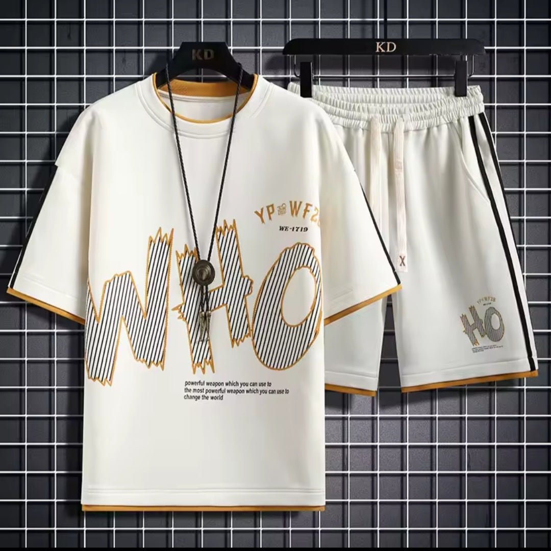 Men's Graphic Tee & Shorts Two - Piece Set | Streetwear Tracksuit Casual Sport Suit - GLITCH - BELLE