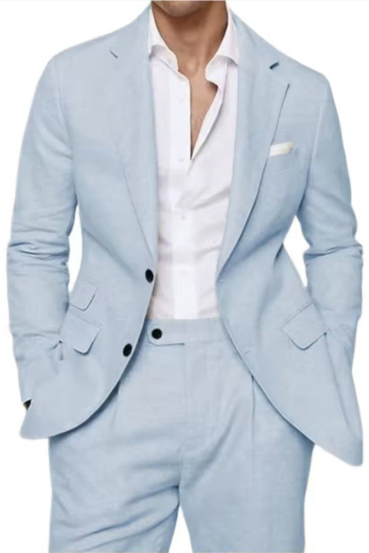 Men's Linen Suit Two - Piece Set | Blazer & Pants | Summer Wedding - GLITCH - BELLE