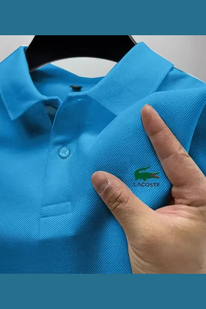 Men's Premium Polo Shirt – Business Casual Breathable Long - Sleeve Collar Top - GLITCH - BELLE