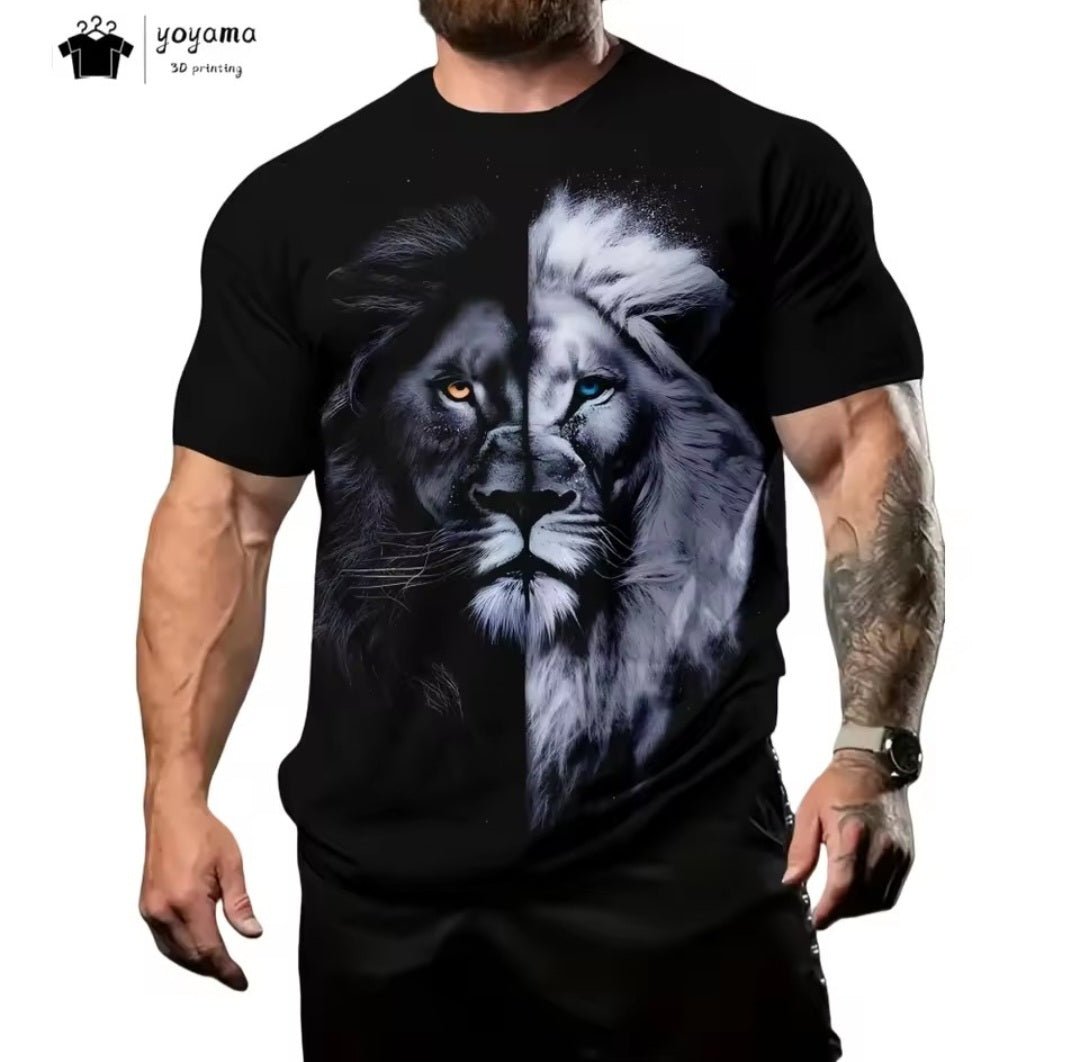 Vintage Tiger Graphic T-Shirt – Men's Oversized Short Sleeve Tee - GLITCH - BELLE