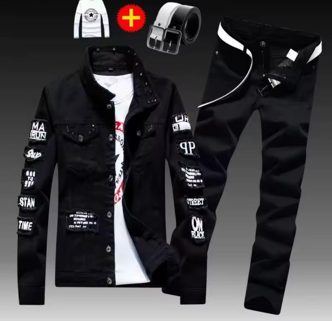 Men's Denim Jacket & Jeans Two-Piece Set | Spring Autumn Fashion Suit
