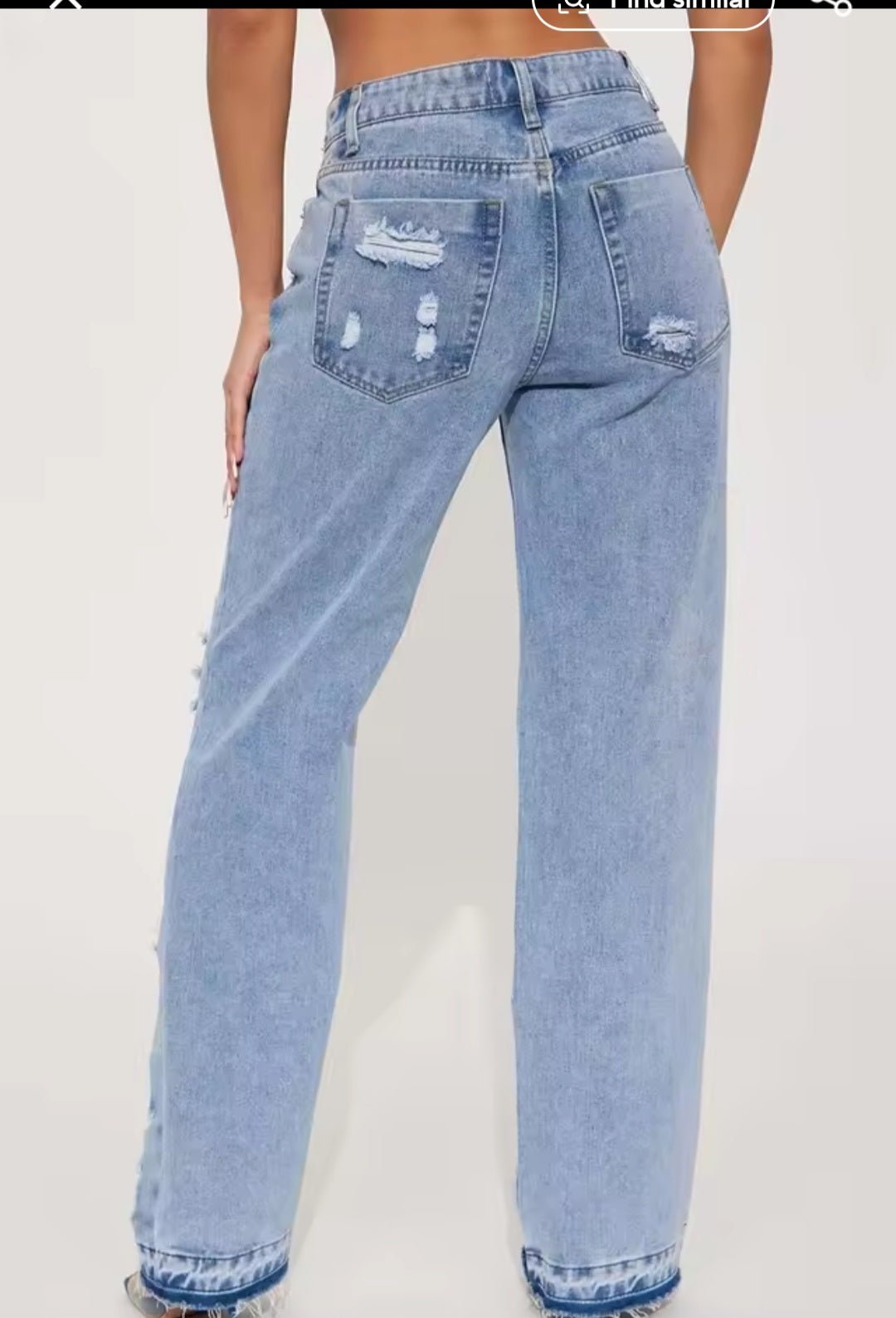 Women's Cutout Ripped Wide Leg Jeans - GLITCH - BELLE
