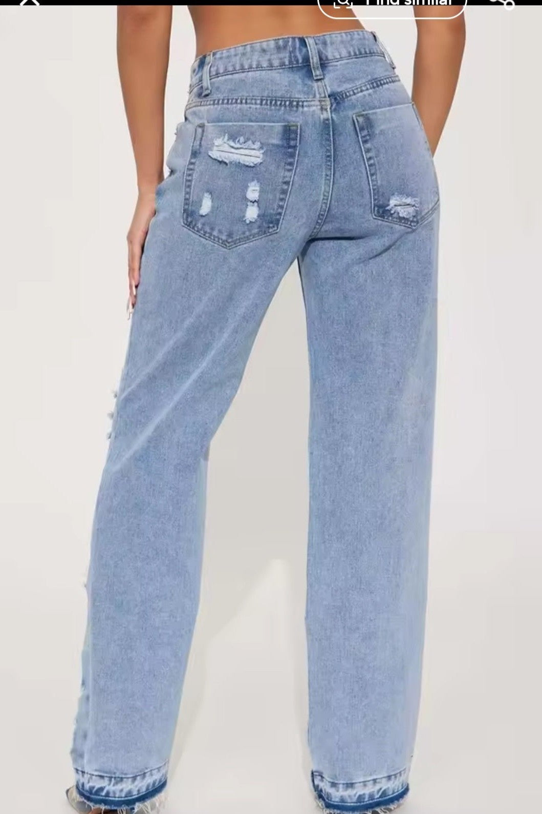 Women's Cutout Ripped Wide Leg Jeans - GLITCH - BELLE