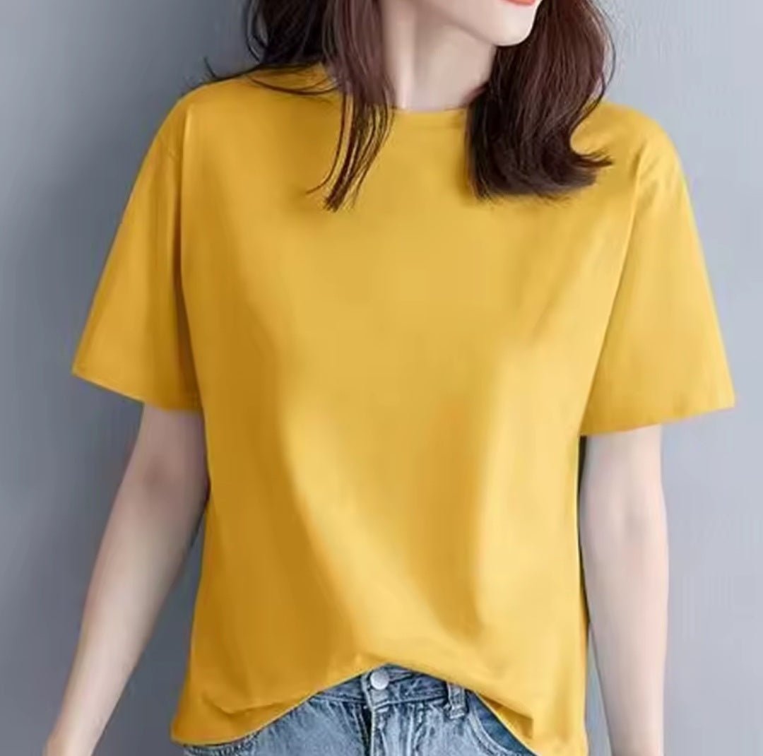100% Cotton Crew Neck Basic T-Shirt - GLITCH - BELLE
