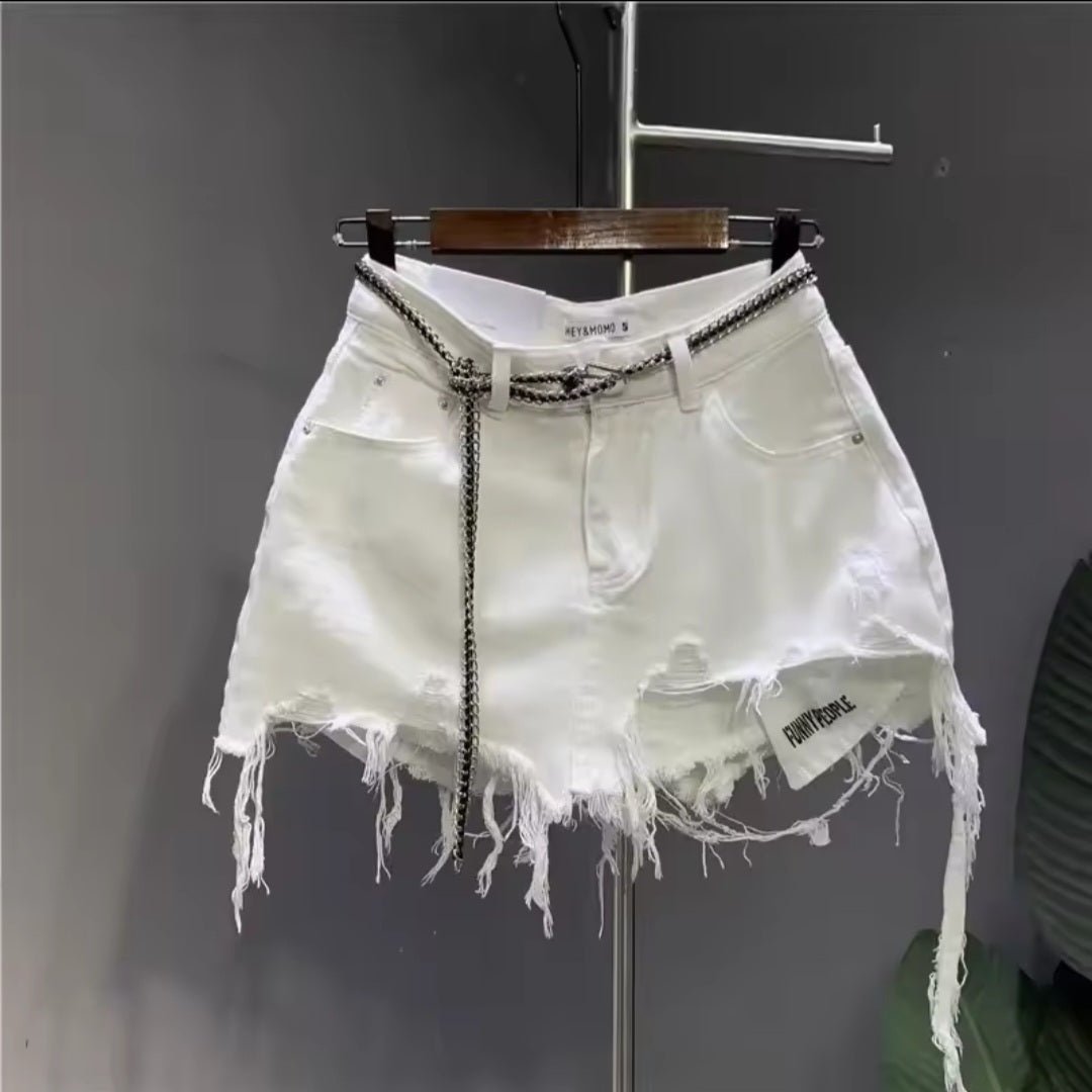 Korean Raw Irregular Denim Mini Skirt - GLITCH - BELLE