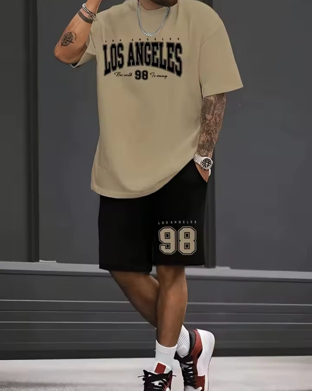 Chicago 32 Men's Relaxed Two - Piece Set – T-Shirt & Shorts - GLITCH - BELLE