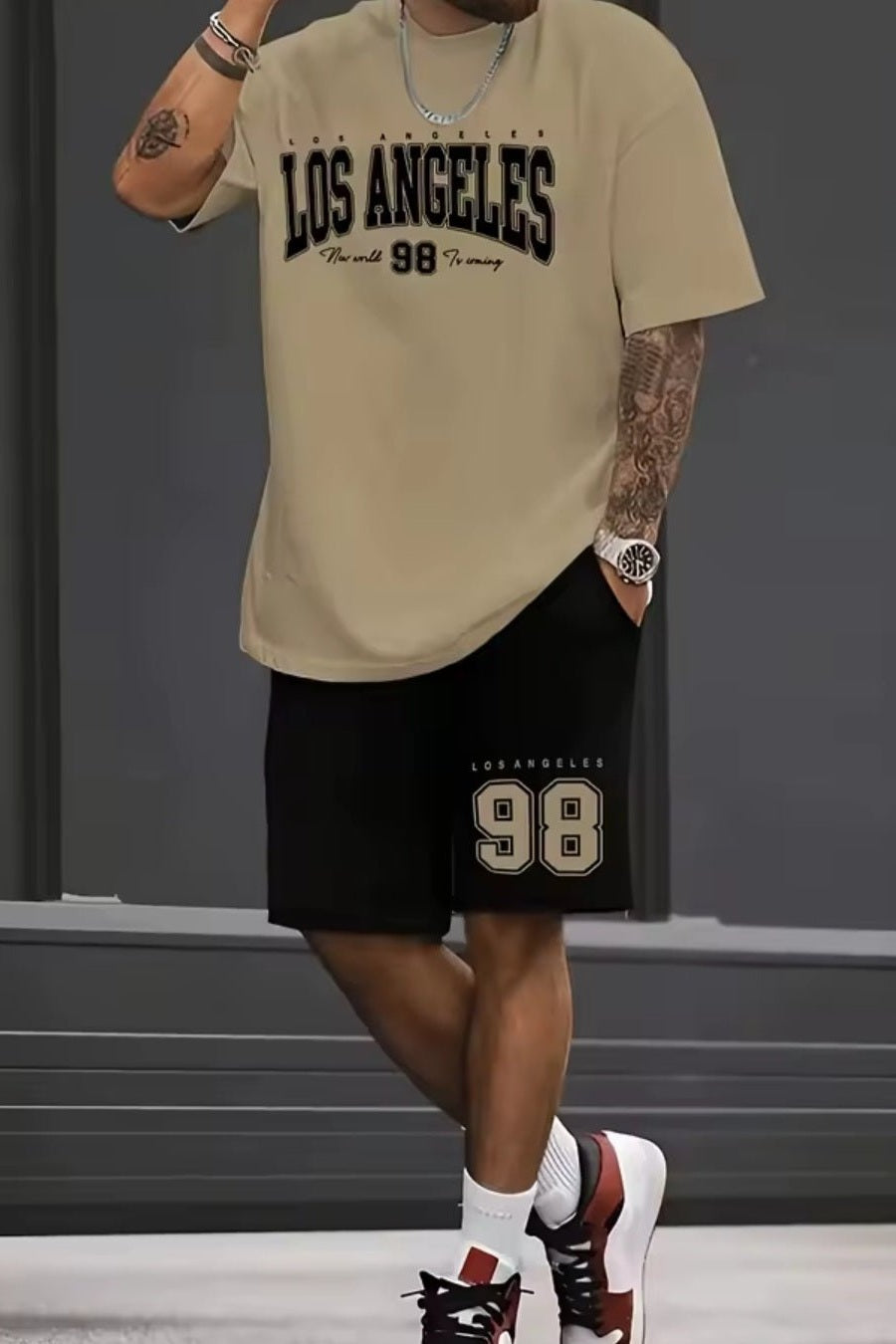 Chicago 32 Men's Relaxed Two - Piece Set – T-Shirt & Shorts - GLITCH - BELLE