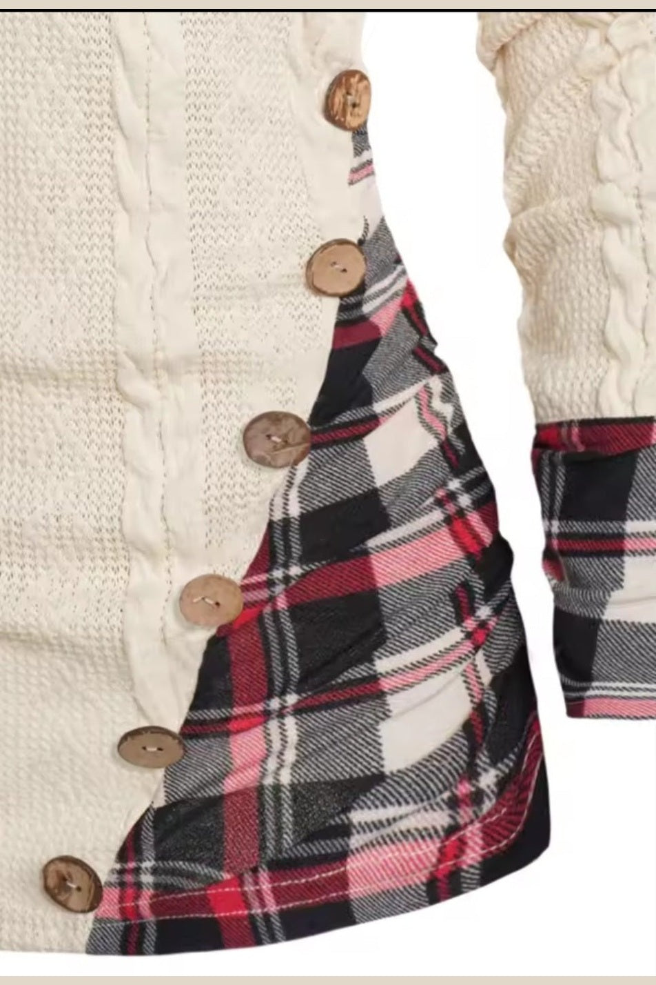 Twisted Cable Knit Plaid Hooded Pullover Sweater – Women's Casual Long Sleeve Top - GLITCH-BELLE