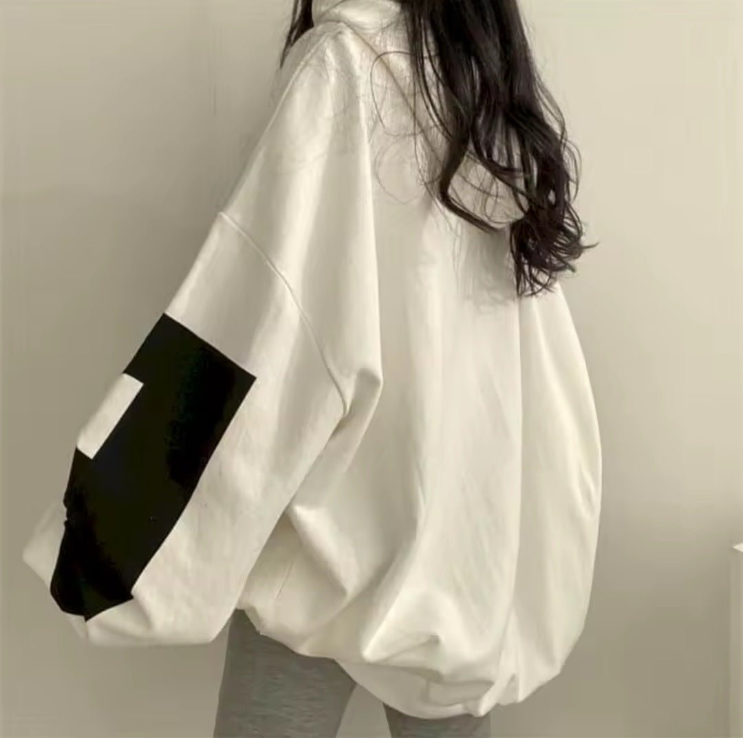 Fashion Letter Print Oversized Hoodie – Women's Street Sports Casual Loose Hooded Pullover Top 2025 - GLITCH - BELLE