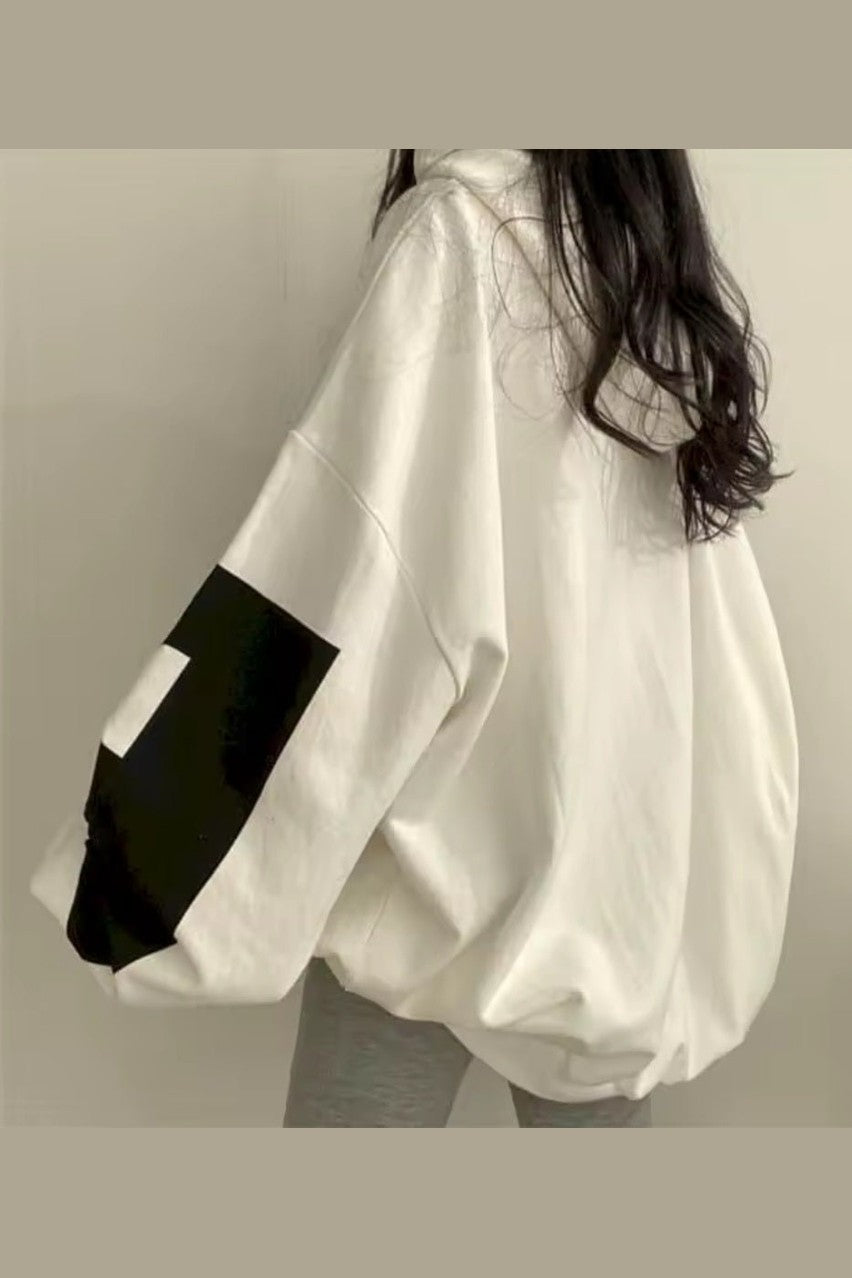 Fashion Letter Print Oversized Hoodie – Women's Street Sports Casual Loose Hooded Pullover Top 2025 - GLITCH-BELLE