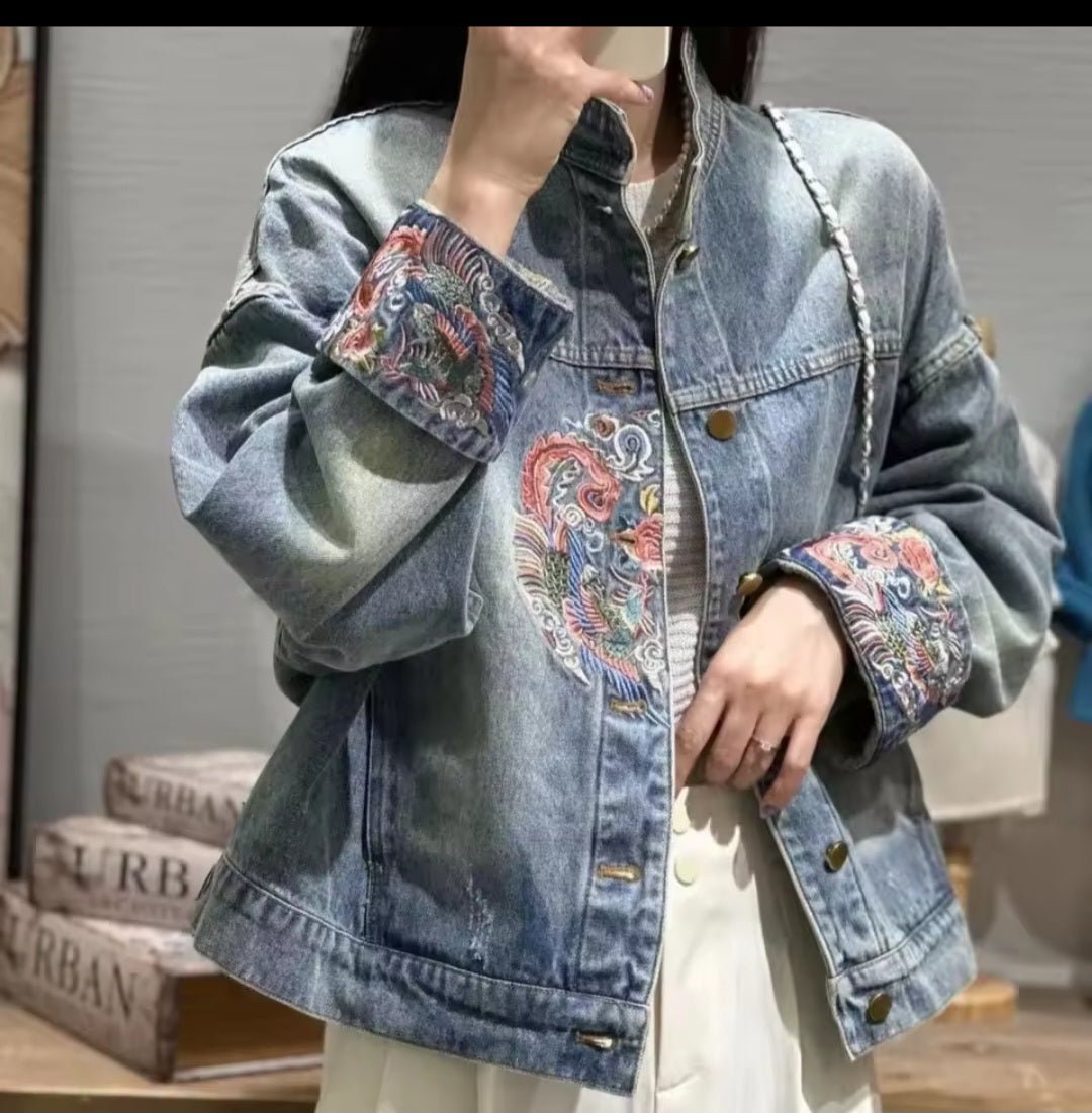 Embroidery Denim Jacket – Chinese Retro National Style - GLITCH - BELLE