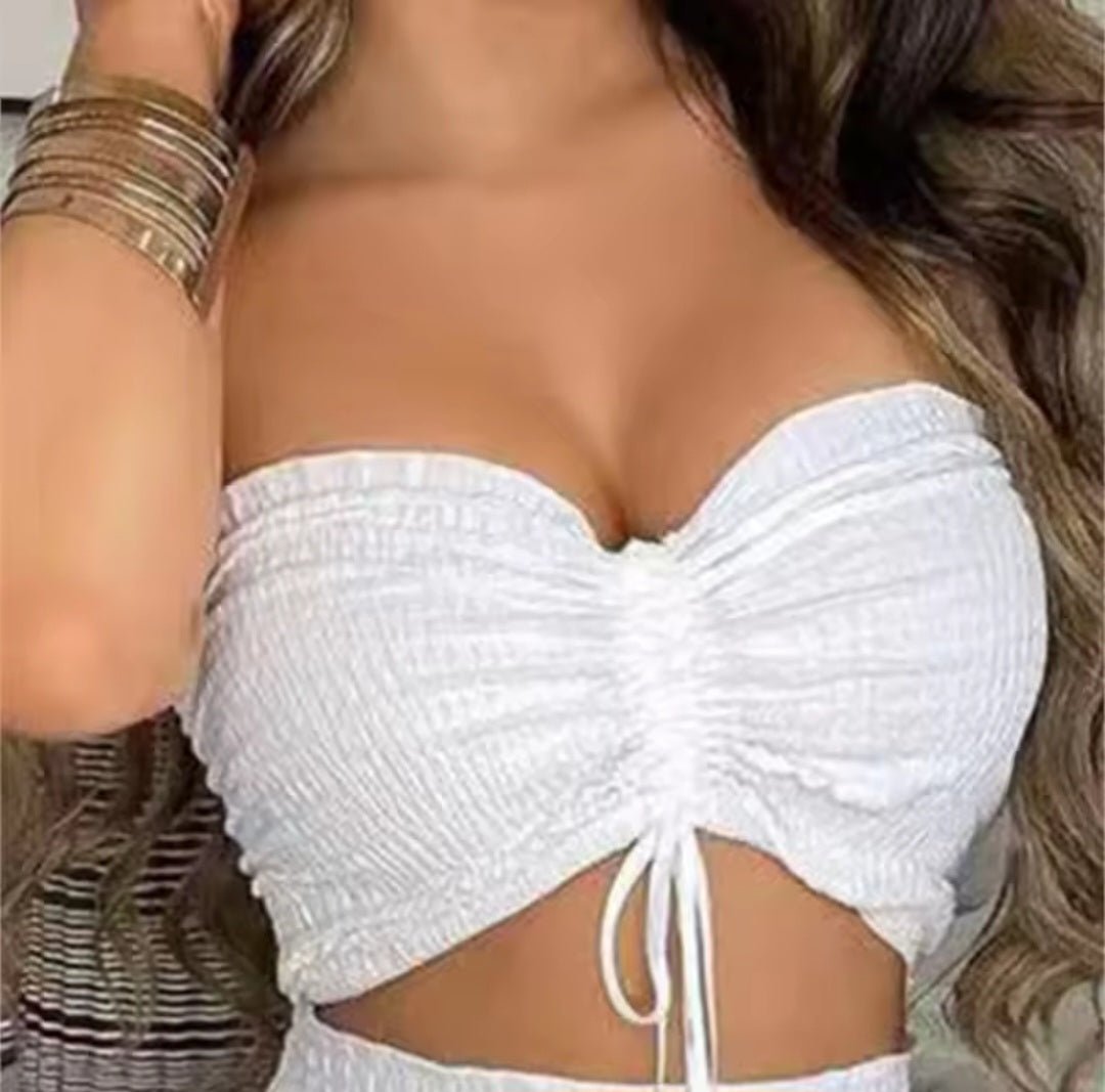 White Bandeau Wide - Leg 2 - Piece Set - GLITCH - BELLE