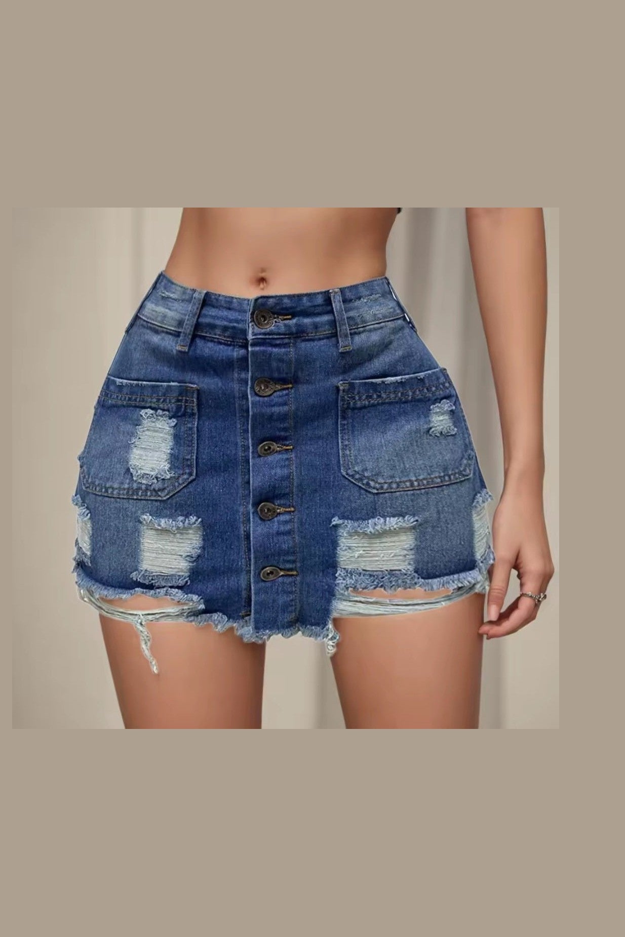 Women's Ripped Bodycon Denim Mini Skirt - GLITCH - BELLE