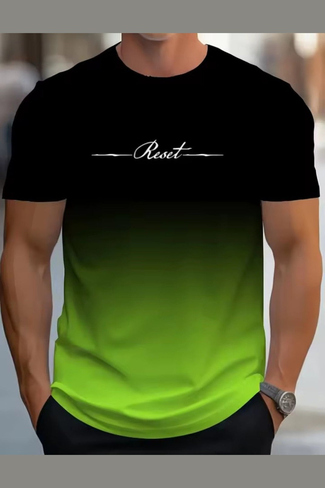 Men's Gradient Reset Letter T-Shirt - GLITCH - BELLE