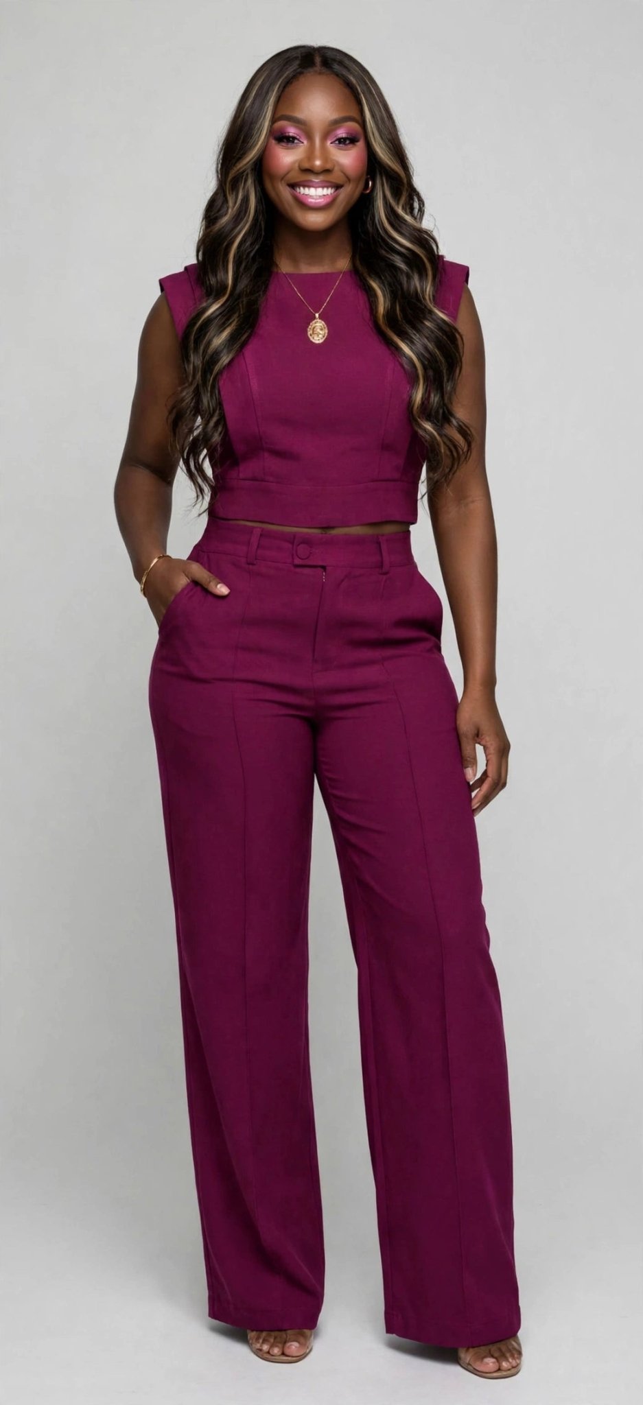 2026 Casual Solid Color Commuting Two-Piece Set | Sleeveless Top & Straight-Leg Trousers - GLITCH-BELLE