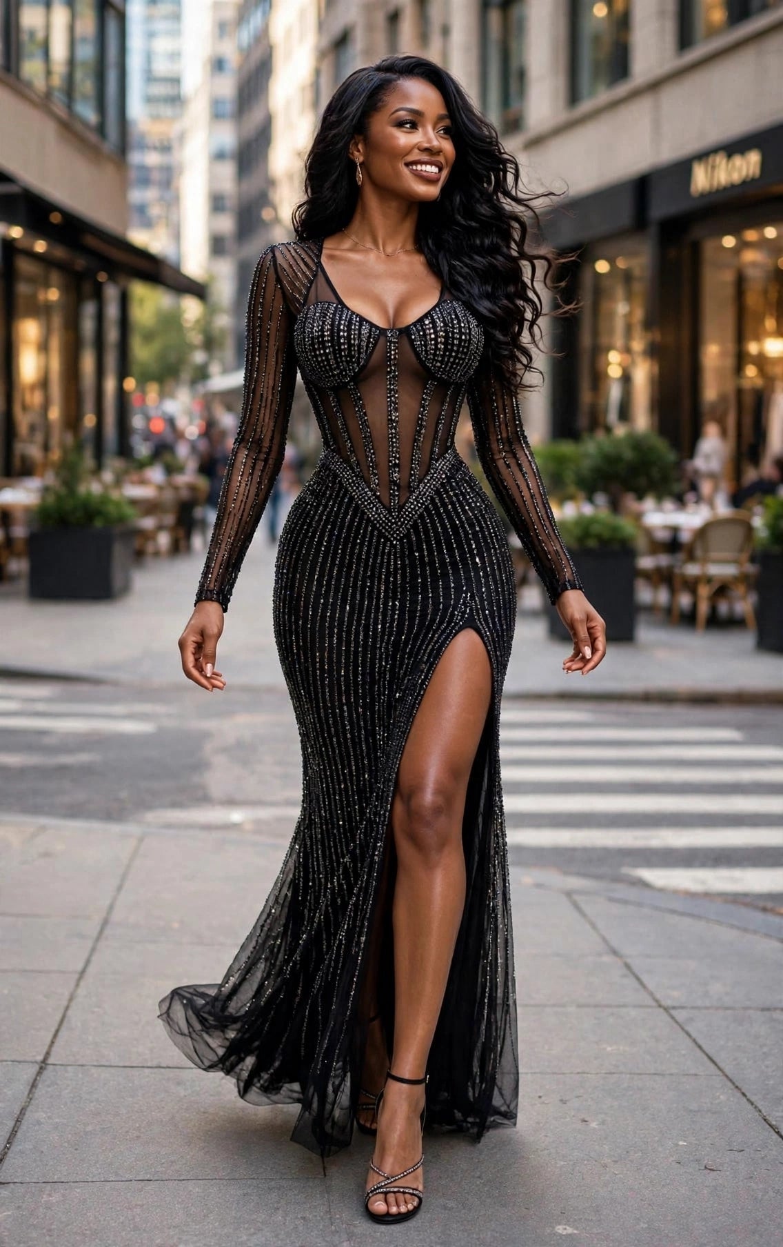 Black Crystal Corset Gown - GLITCH-BELLE