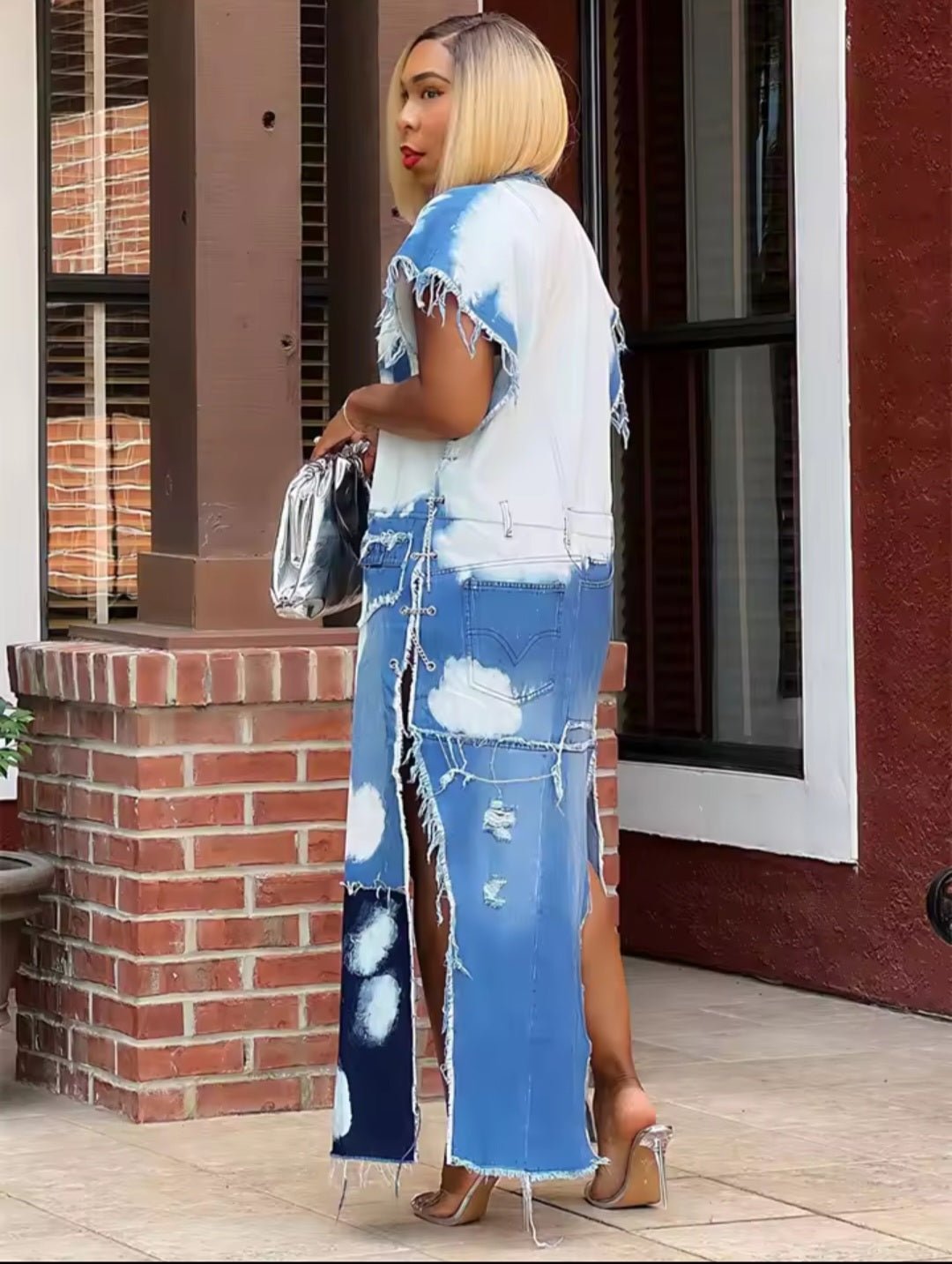 Bleach Wash Denim Trench Coat - GLITCH - BELLE