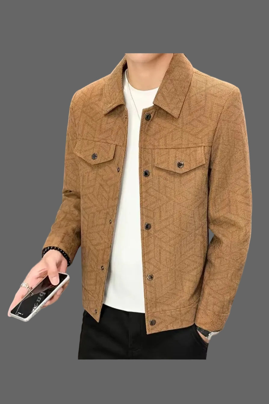 Classic Jacquard Lapel Coat – Men's Urban Streetwear Jacket - GLITCH-BELLE