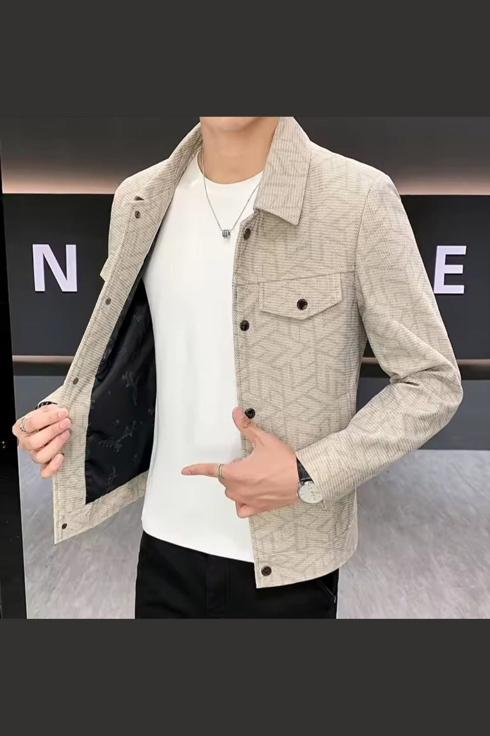 Classic Jacquard Lapel Coat – Men's Urban Streetwear Jacket - GLITCH-BELLE
