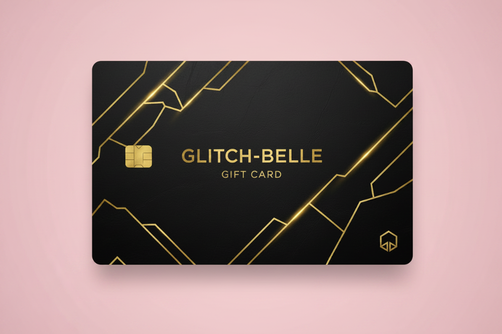 GLITCH-BELLE Gift Card on Pink Board