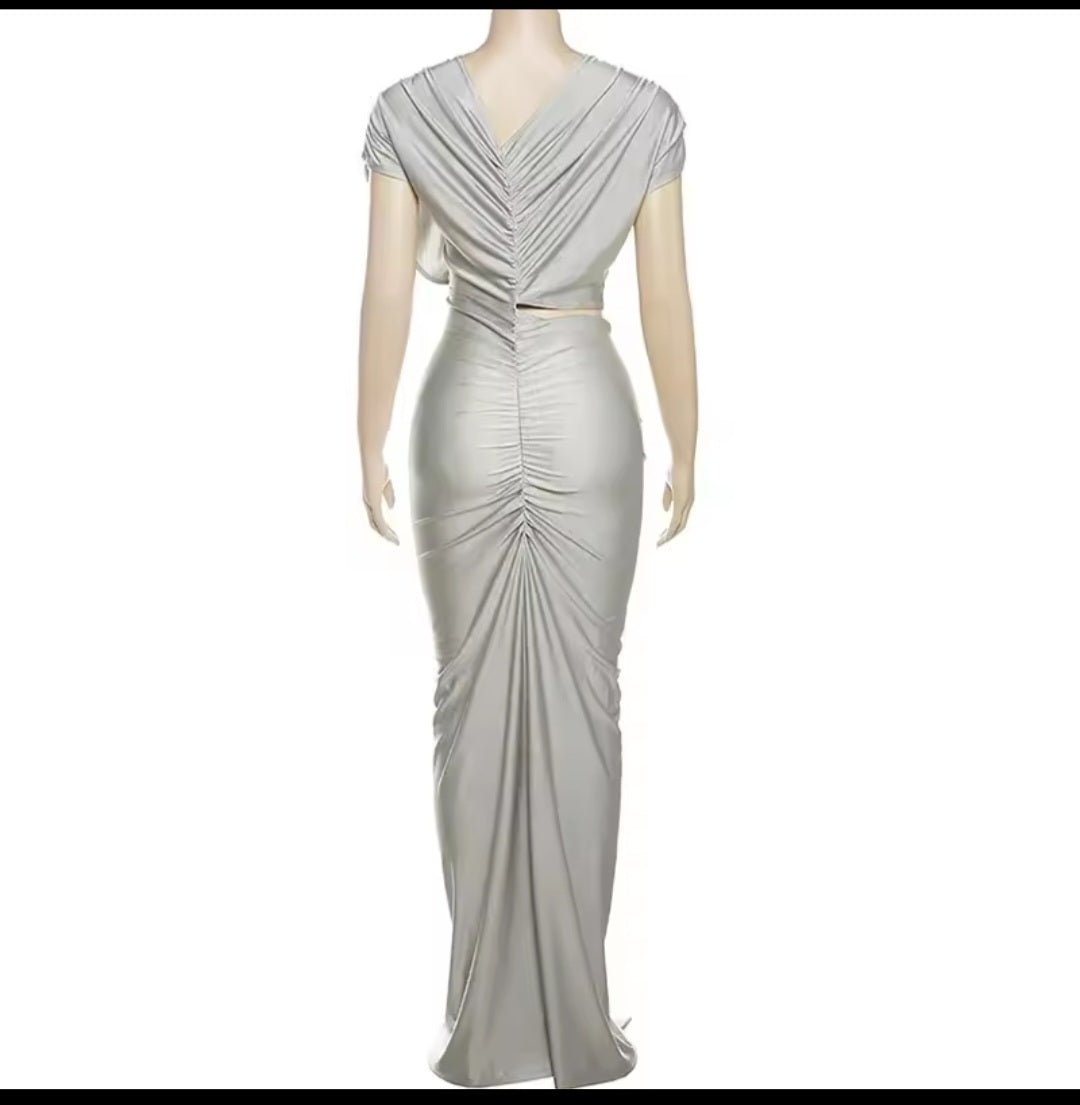 Irregular Hollow Ruched Bodycon Dress - GLITCH-BELLE