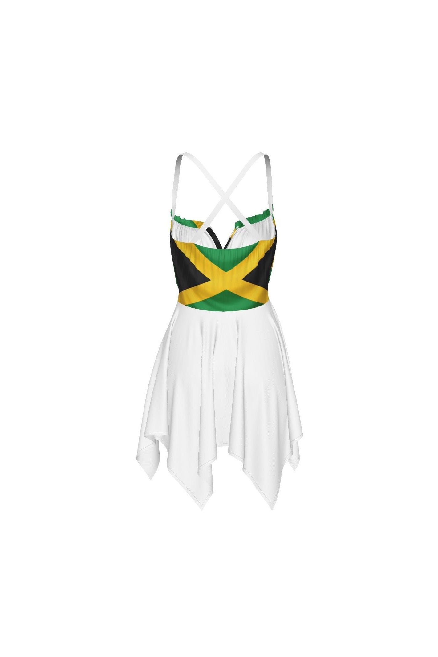 Jamaica Flag Print Asymmetric Hem Slip Dress - GLITCH-BELLE
