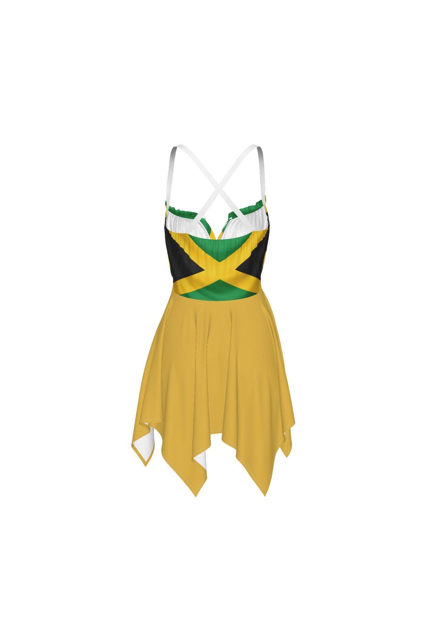 Jamaica Flag Print Asymmetric Hem Slip Dress - GLITCH-BELLE