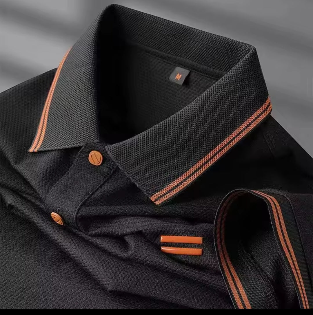 Luxury Men's Business Polo Shirt – Soft Solid Loose Fit Tee - GLITCH - BELLE
