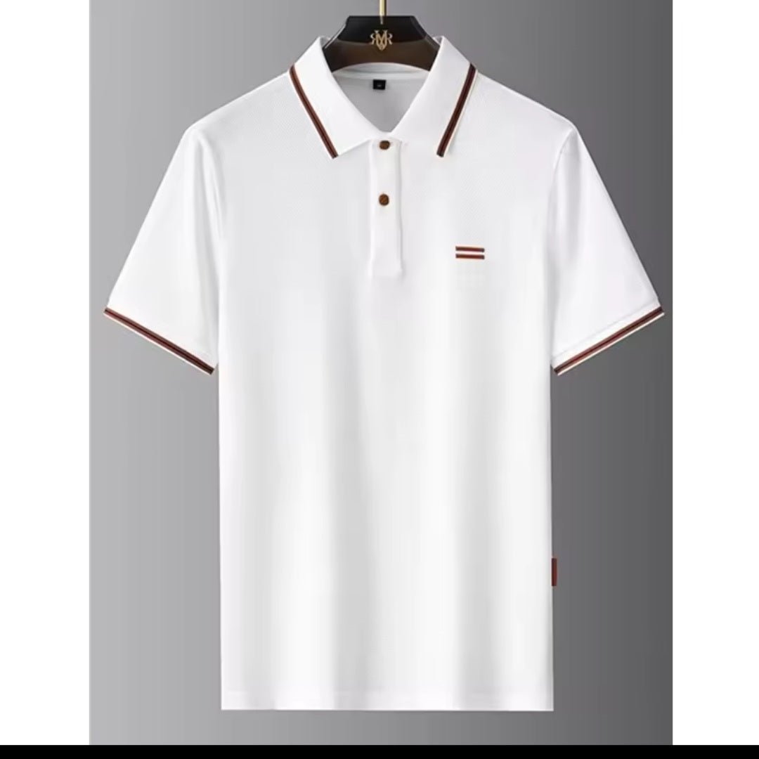 Luxury Men's Business Polo Shirt – Soft Solid Loose Fit Tee - GLITCH - BELLE