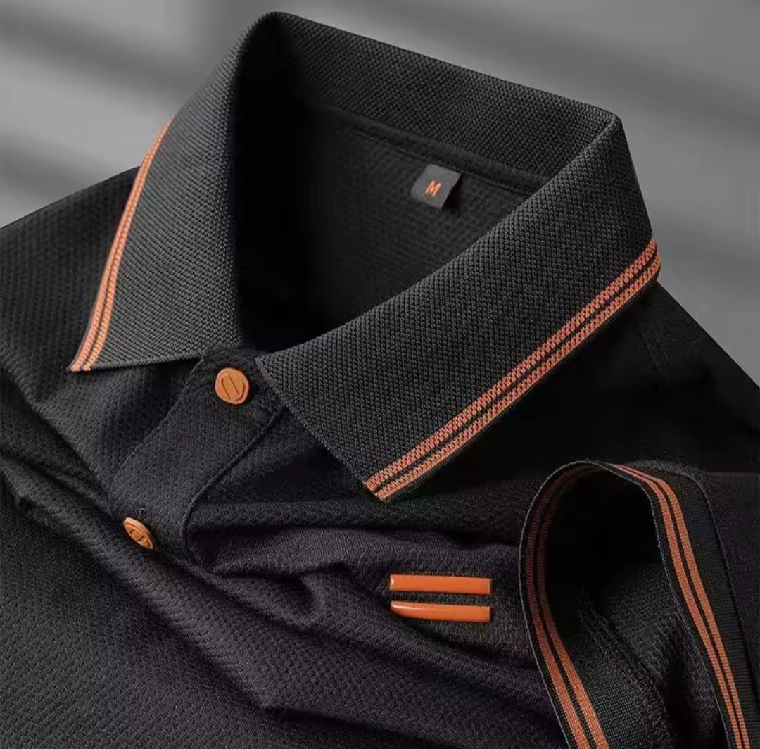 Luxury Men's Business Polo Shirt – Soft Solid Loose Fit Tee - GLITCH - BELLE