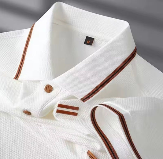 Luxury Men's Business Polo Shirt – Soft Solid Loose Fit Tee - GLITCH - BELLE