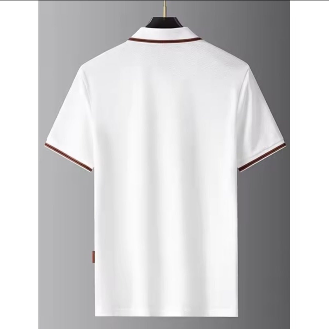 Luxury Men's Business Polo Shirt – Soft Solid Loose Fit Tee - GLITCH - BELLE