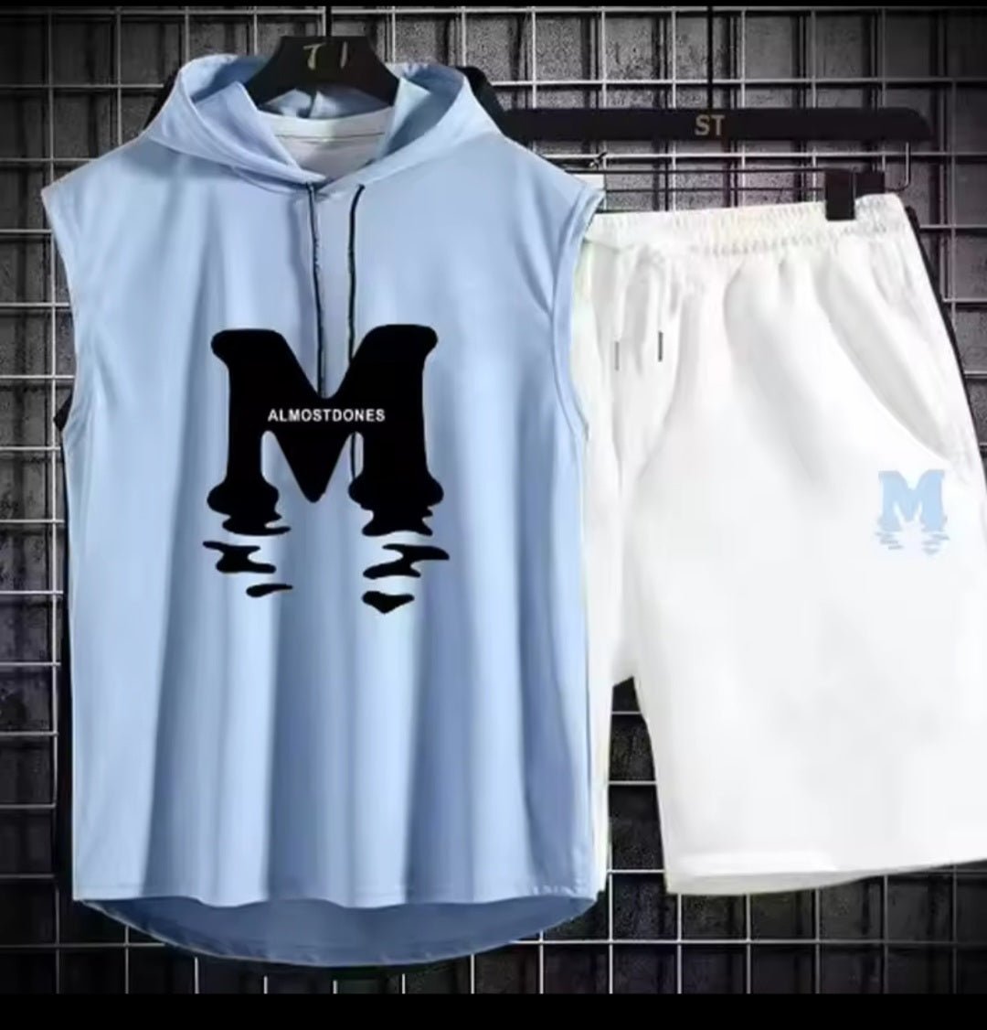 Men's AlmostDones Sleeveless Hoodie & Shorts Tracksuit Set - GLITCH-BELLE