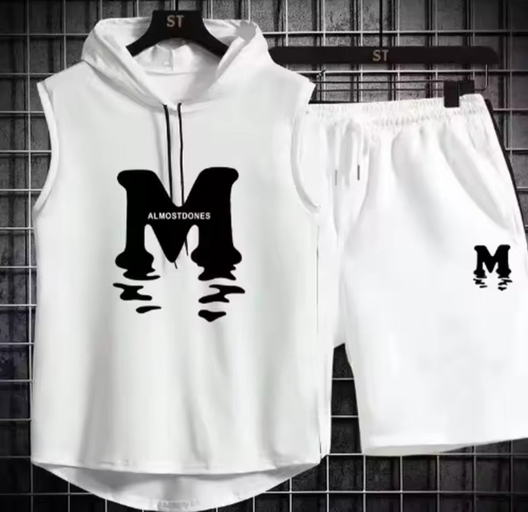 Men's AlmostDones Sleeveless Hoodie & Shorts Tracksuit Set - GLITCH-BELLE