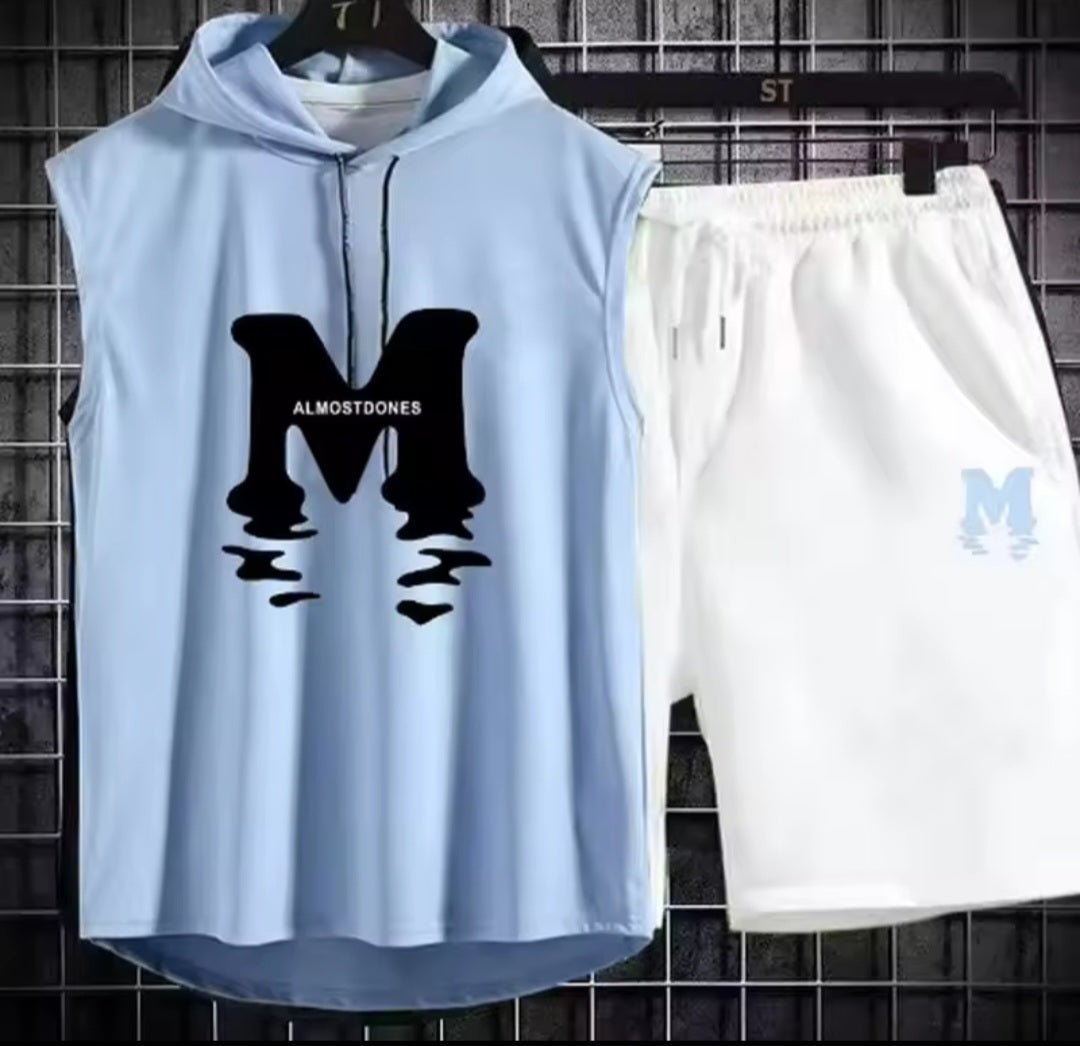 Men's AlmostDones Sleeveless Hoodie & Shorts Tracksuit Set - GLITCH-BELLE