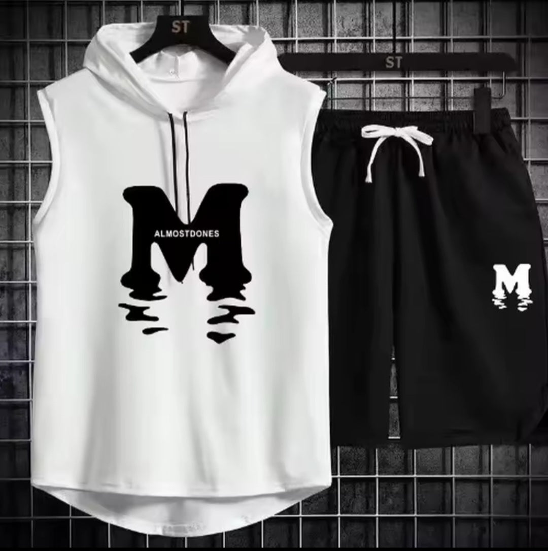 Men's AlmostDones Sleeveless Hoodie & Shorts Tracksuit Set - GLITCH-BELLE