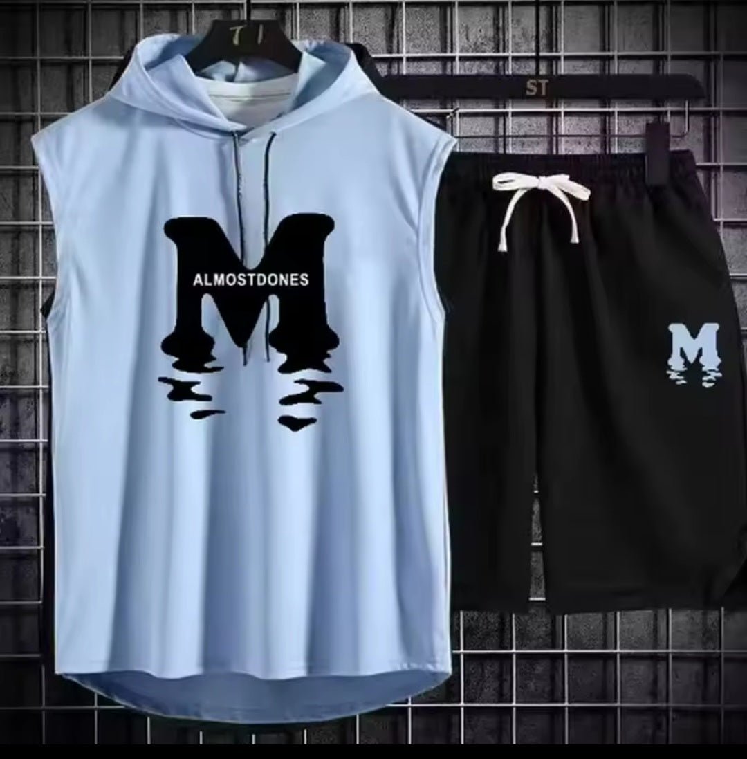 Men's AlmostDones Sleeveless Hoodie & Shorts Tracksuit Set - GLITCH-BELLE