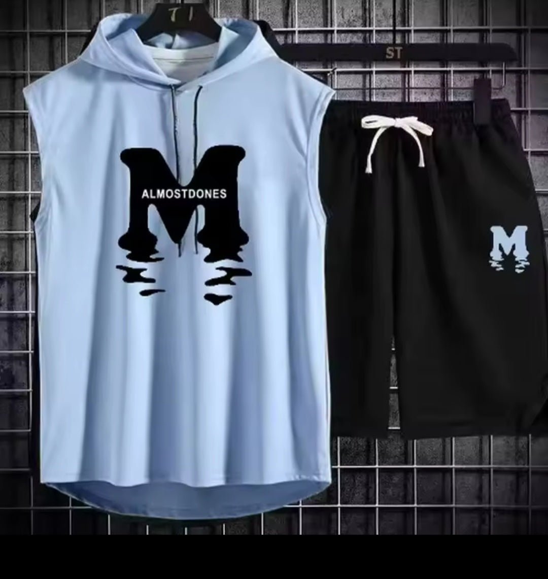 Men's AlmostDones Sleeveless Hoodie & Shorts Tracksuit Set - GLITCH-BELLE