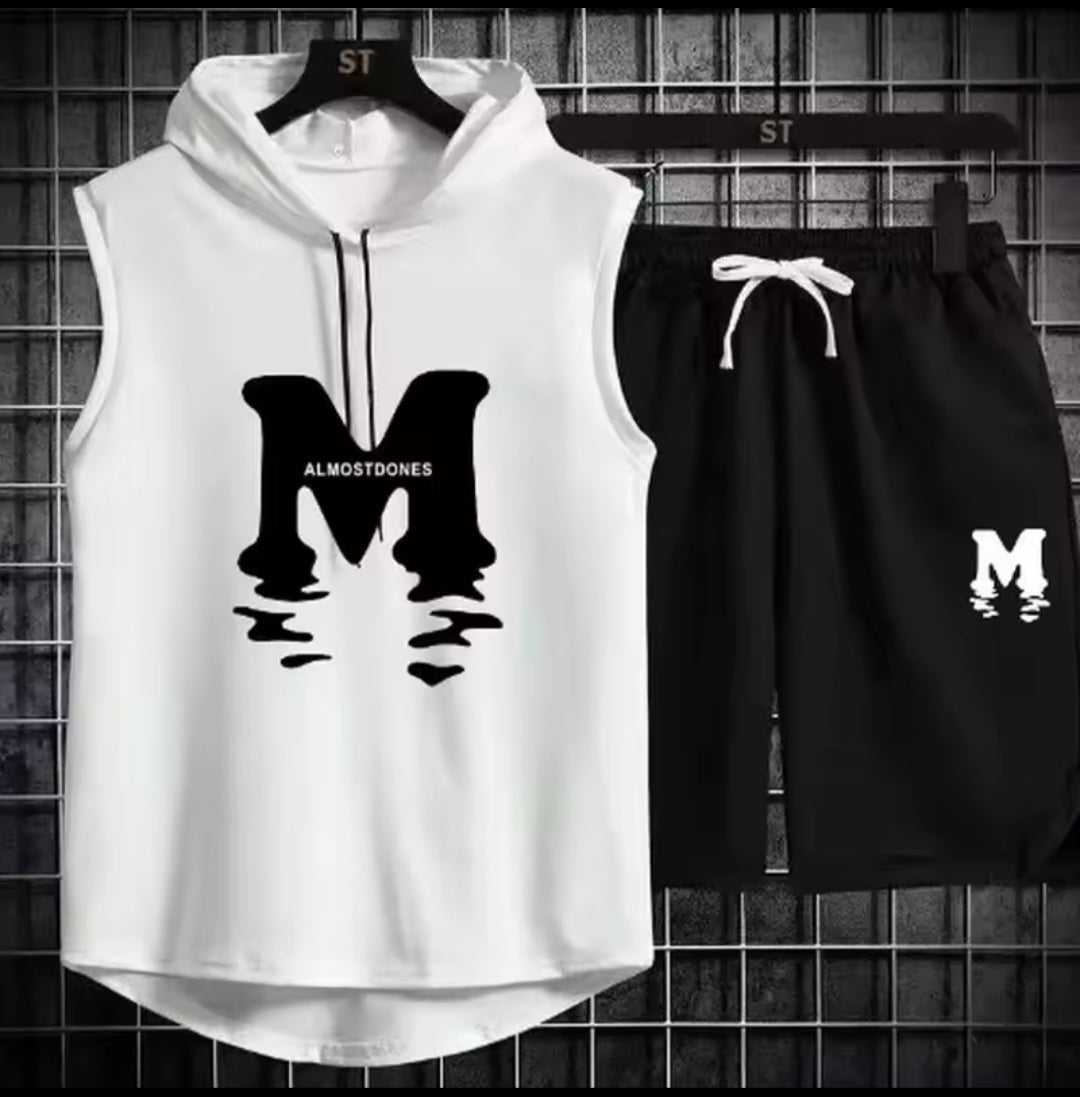 Men's AlmostDones Sleeveless Hoodie & Shorts Tracksuit Set - GLITCH-BELLE