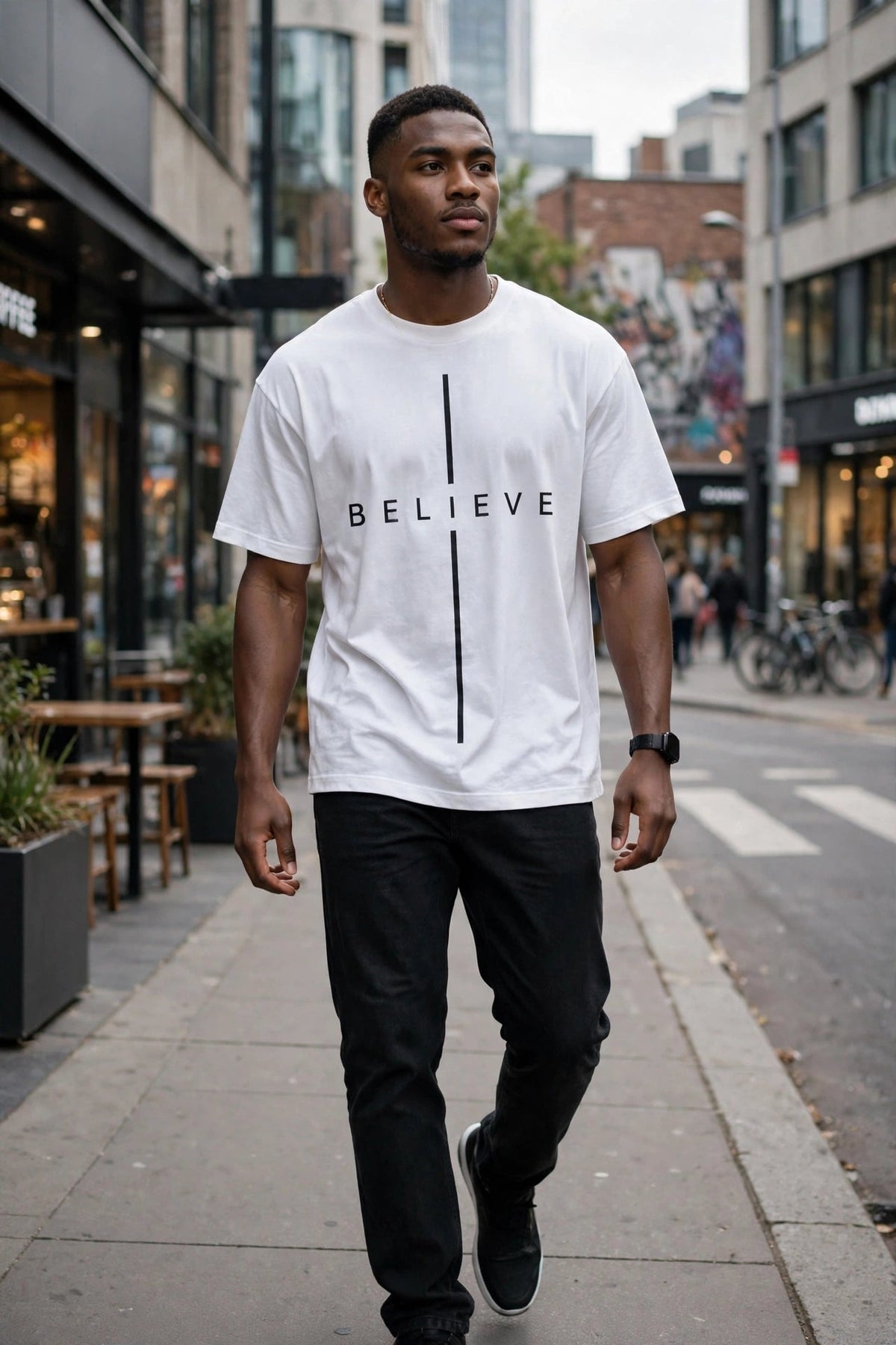 Men's American Style Relaxed Fit Crew Neck T-Shirt - GLITCH-BELLE