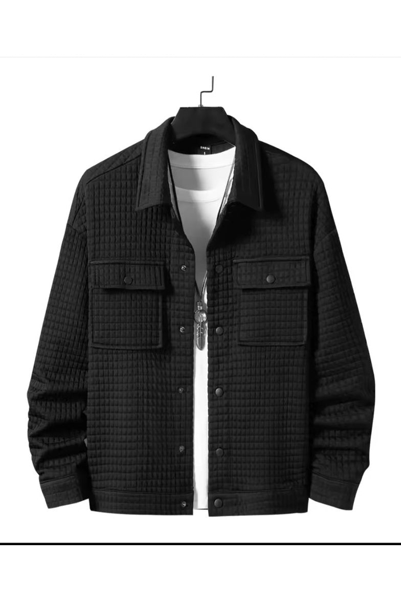 Men's Casual Embroidered Jacket – Loose Fit Outerwear for Spring & Fall - GLITCH-BELLE