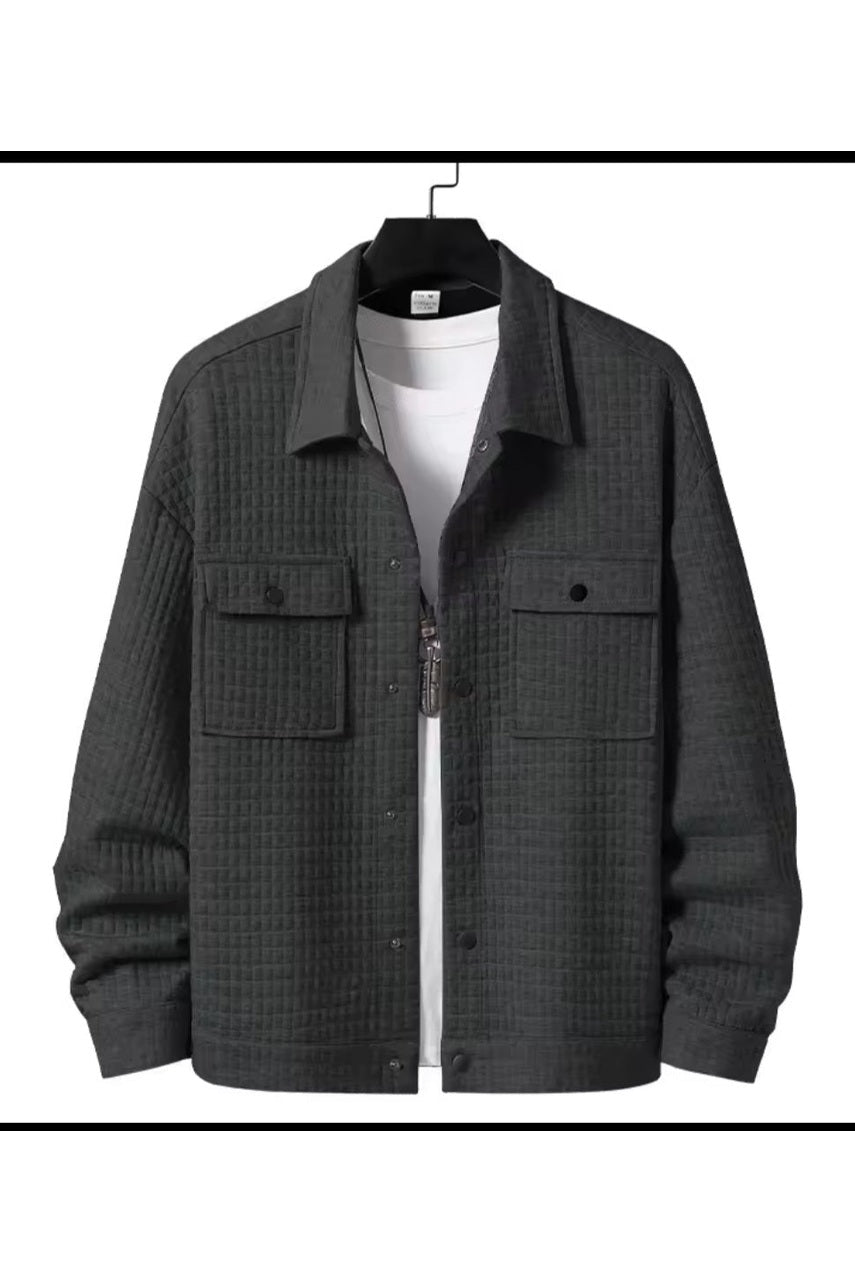 Men's Casual Embroidered Jacket – Loose Fit Outerwear for Spring & Fall - GLITCH-BELLE