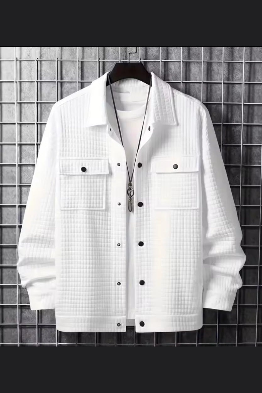 Men's Casual Embroidered Jacket – Loose Fit Outerwear for Spring & Fall - GLITCH-BELLE