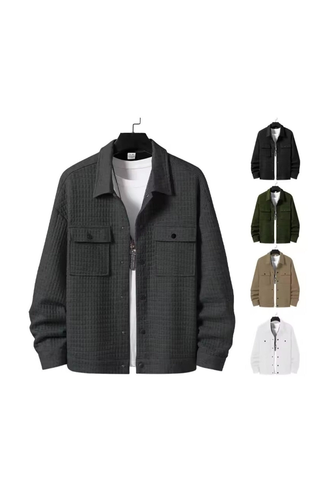 Men's Casual Embroidered Jacket – Loose Fit Outerwear for Spring & Fall - GLITCH-BELLE