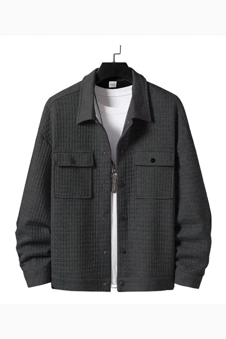 Men's Casual Embroidered Jacket – Loose Fit Outerwear for Spring & Fall - GLITCH-BELLE