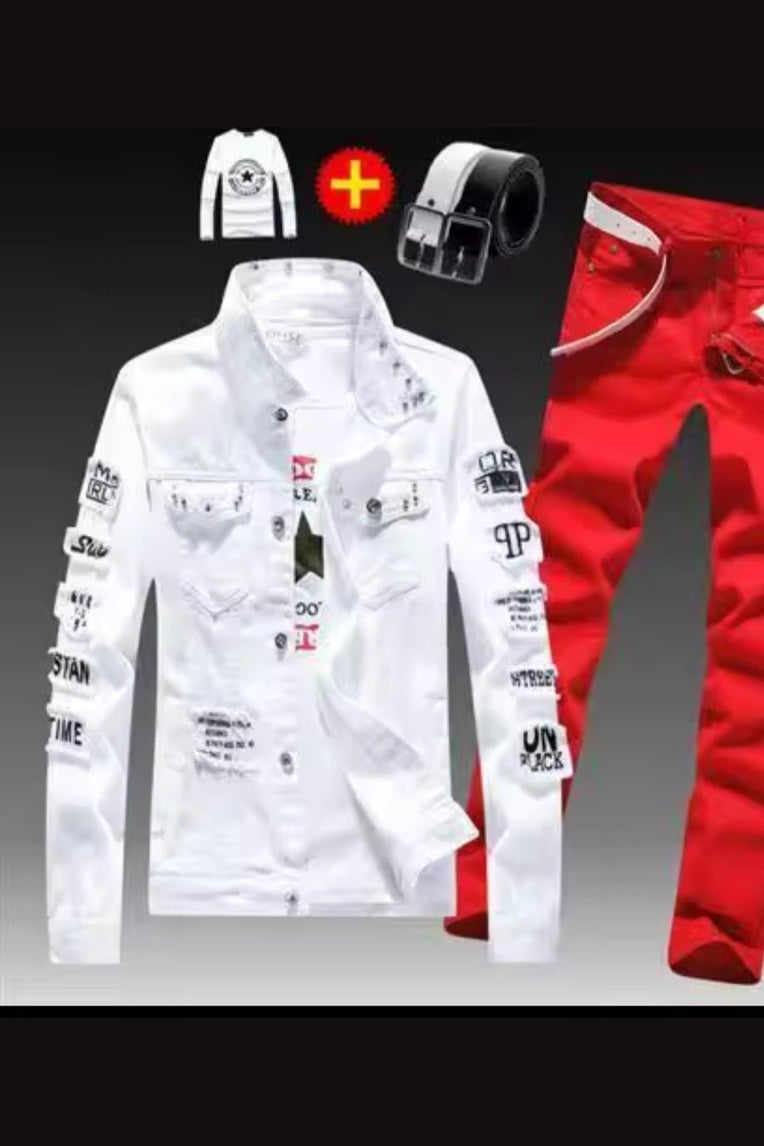 Men's Denim Jacket & Jeans Two-Piece Set | Spring Autumn Fashion Suit - GLITCH-BELLE