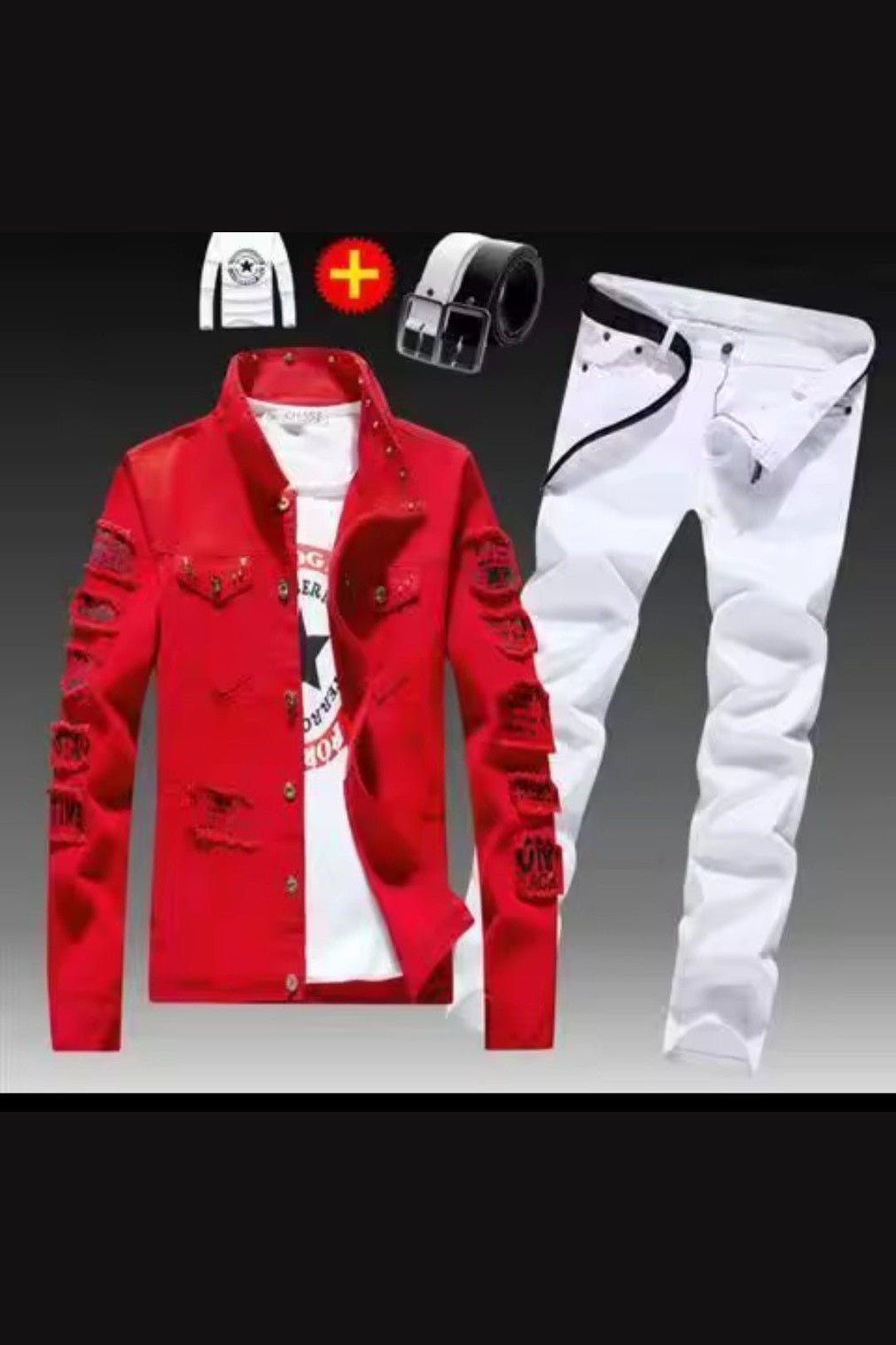 Men's Denim Jacket & Jeans Two-Piece Set | Spring Autumn Fashion Suit - GLITCH-BELLE