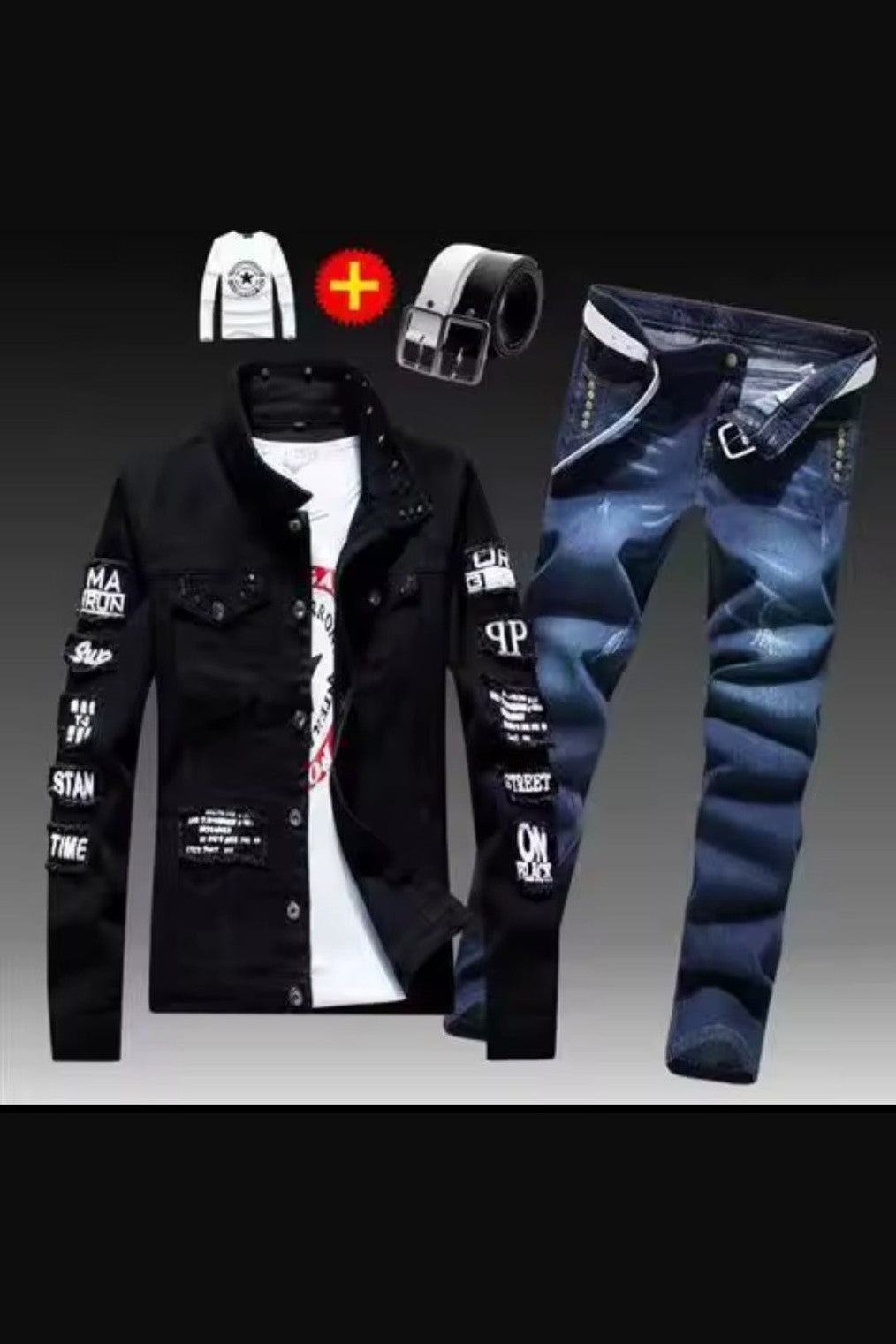 Men's Denim Jacket & Jeans Two-Piece Set | Spring Autumn Fashion Suit - GLITCH-BELLE